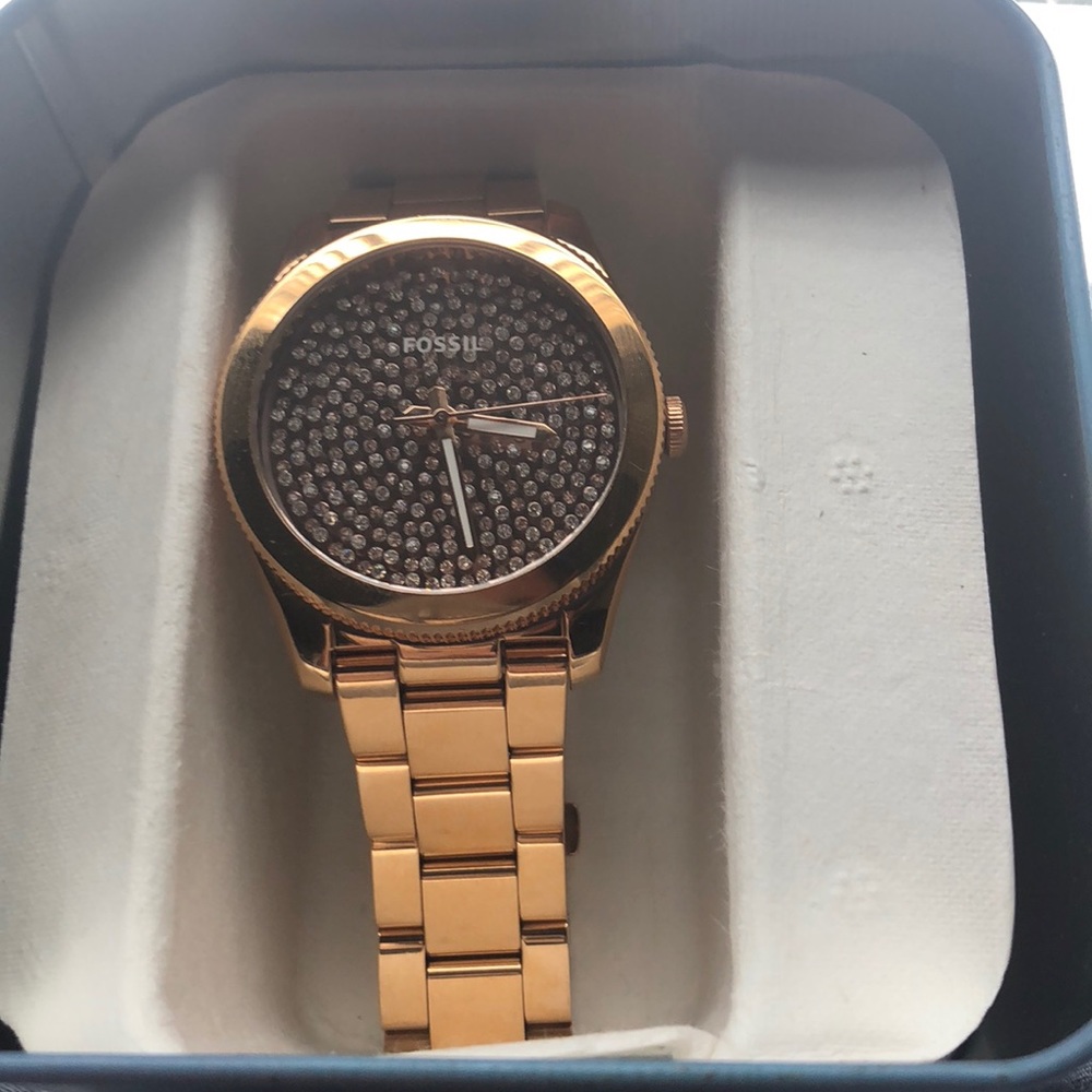 Rose Gold Crystal Pave Dial Steel Ladies Watch - Picture 2 of 3